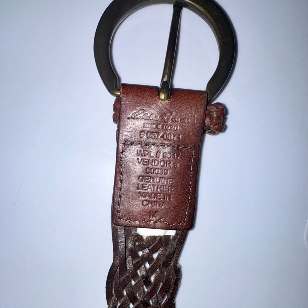 Eddie Bauer Brown Woven Leather Belt with Brass-Tone Round Buckle - Picture 7 of 7